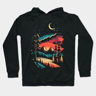 breathtaking mountain landscape with majestic trees and towering peaks in the background Hoodie